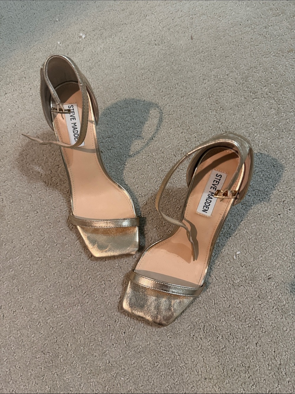 Steve Madden Metallic Gold Ankle Strap Heels